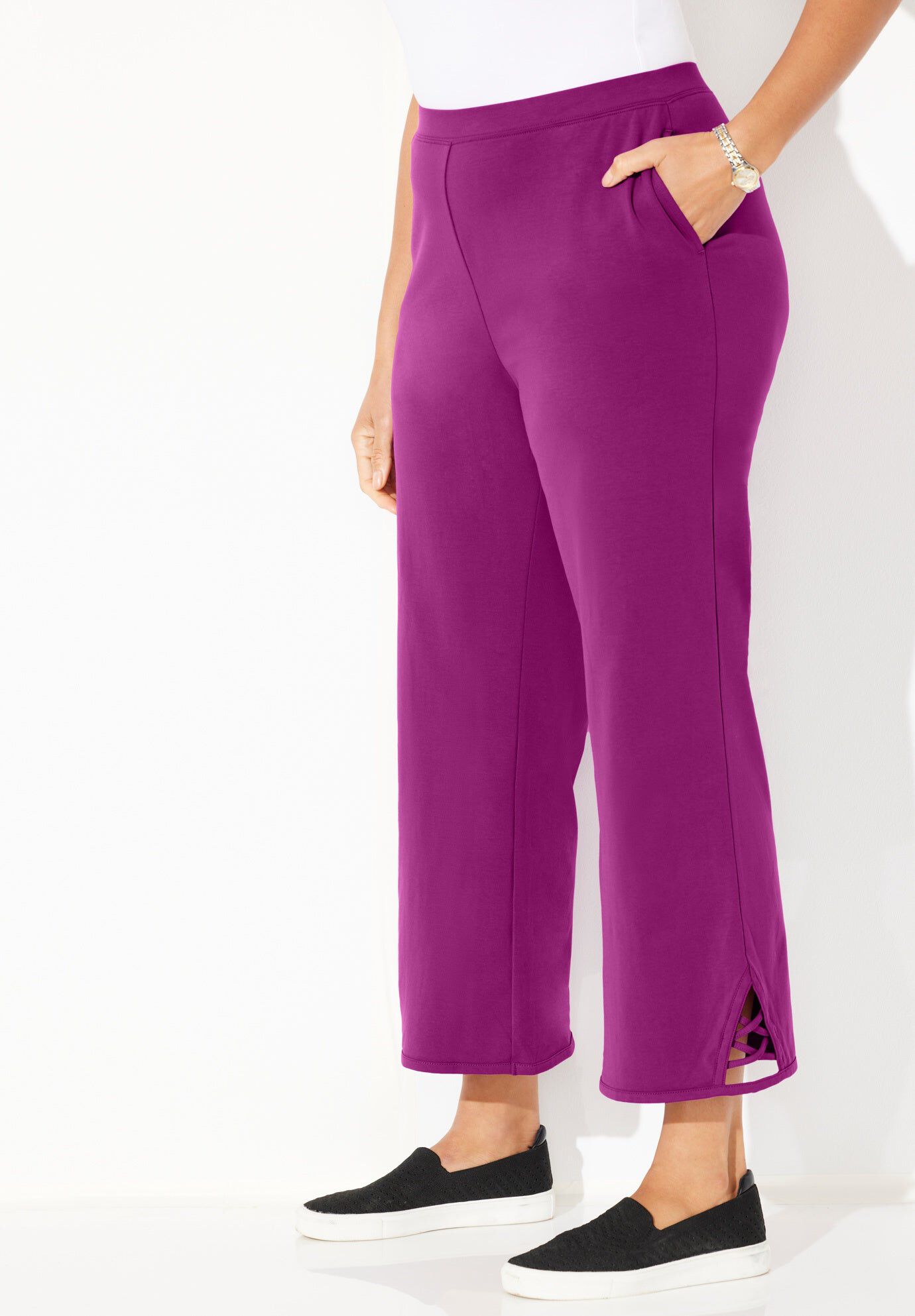Suprema&reg; Wide Leg Ankle Pant, BERRY PINK, hi-res image number 0
