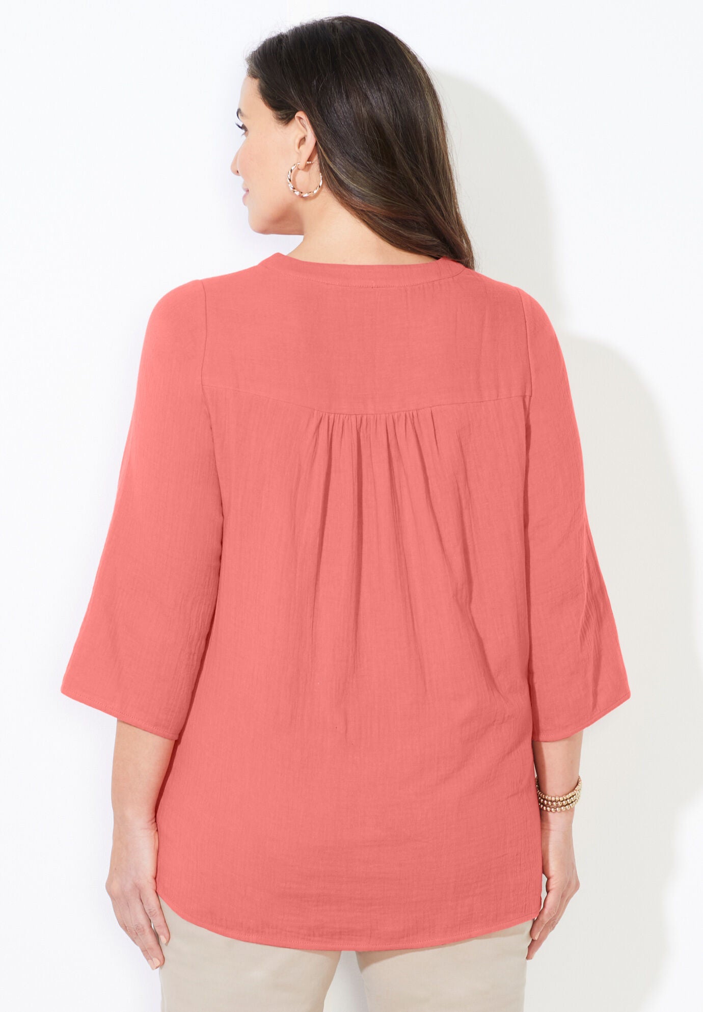 Liz&Me&reg; Y-Neck Lace Blouse, , on-hover image number 1