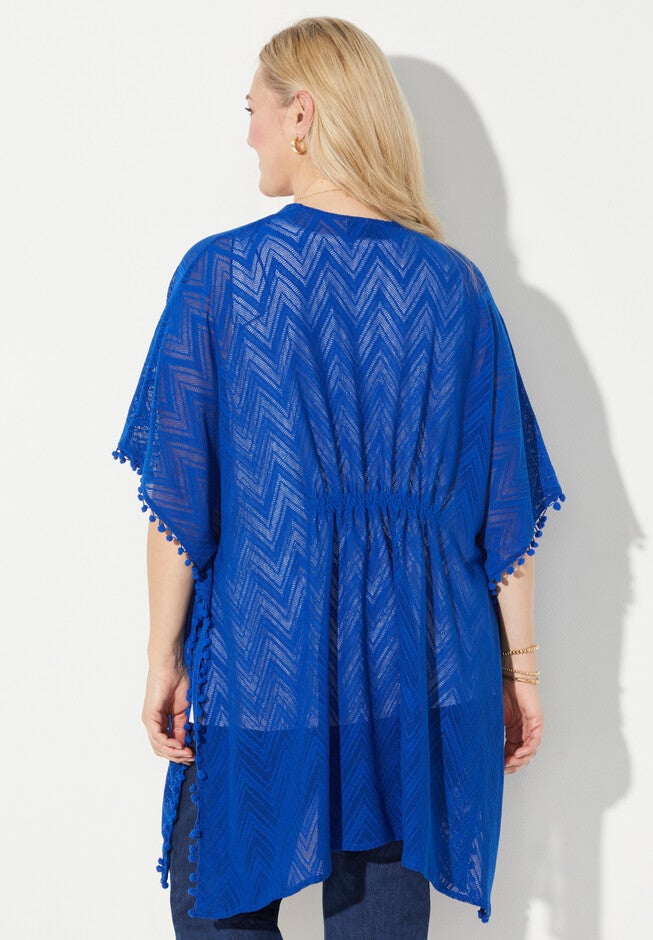 AnyWear Tassel Trim Poncho, , on-hover image number 1