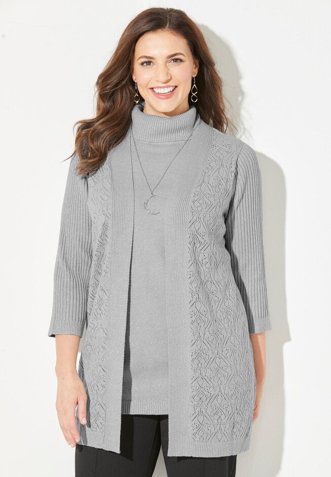 Lurex Cardigan, HEATHER GREY, hi-res image number 0