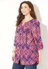 Georgette Buttonfront Tie Sleeve Cafe Blouse, , alternate image number null