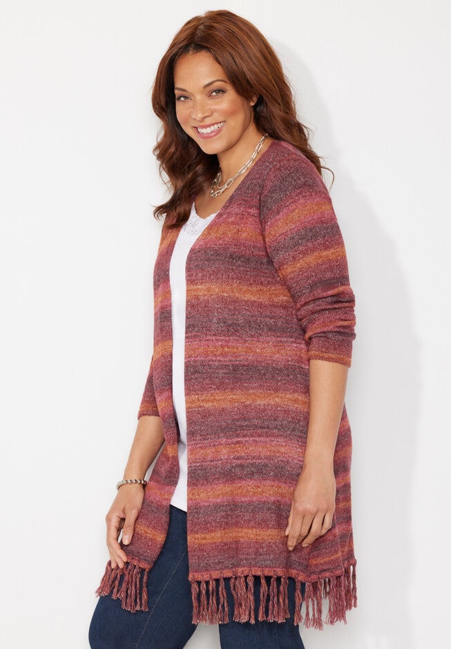 Ombre Tassel Hem Duster, , alternate image number null