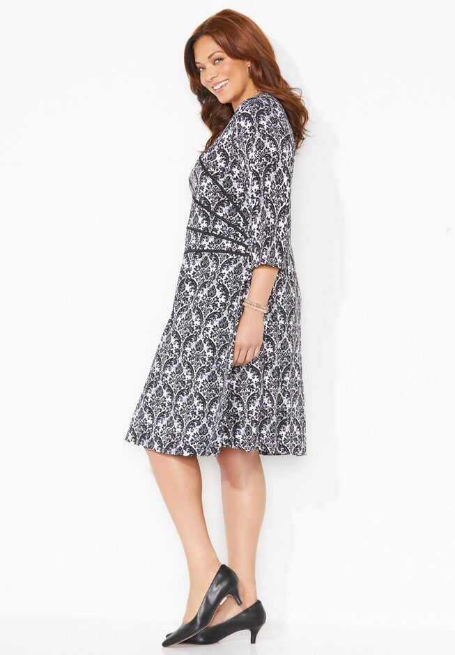V-Neck Satin Contrast Dress, , alternate image number null