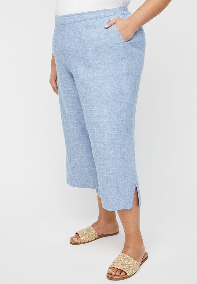 Linen Blend Pull-On Capri, , hi-res image number null