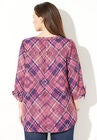 Georgette Buttonfront Tie Sleeve Cafe Blouse, , on-hover image number null