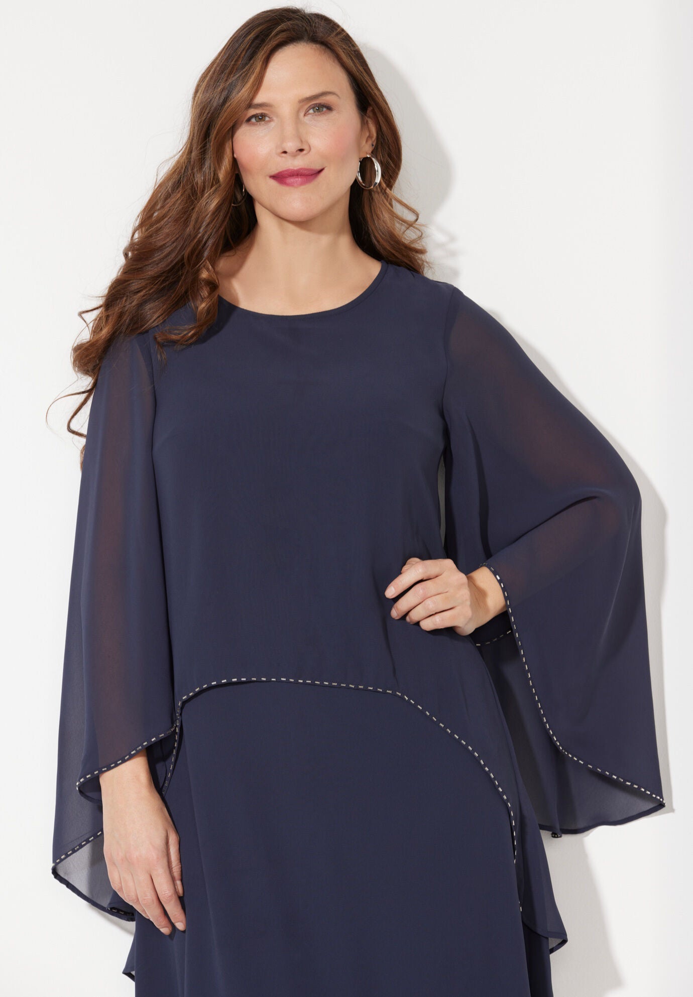 Sheer Elegance Chiffon Dress, , alternate image number 2