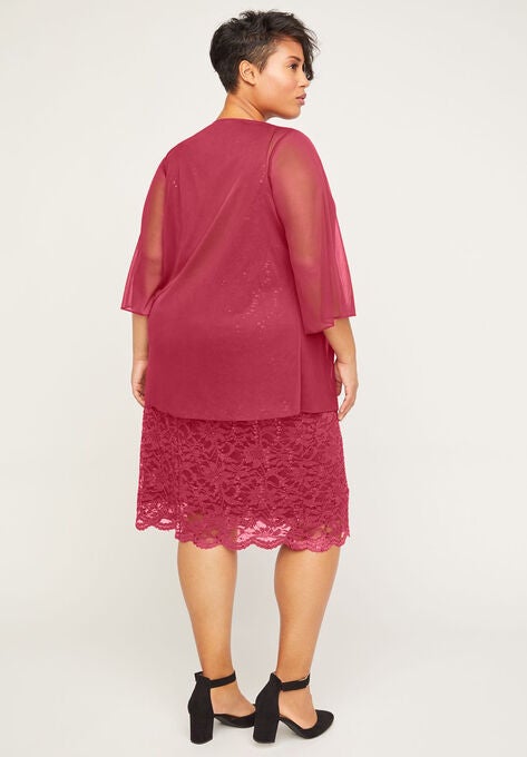 Sparkling Lace Jacket Dress, , on-hover image number null