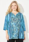 Flourish Tee, TEAL MULTI STRIPE, hi-res image number null