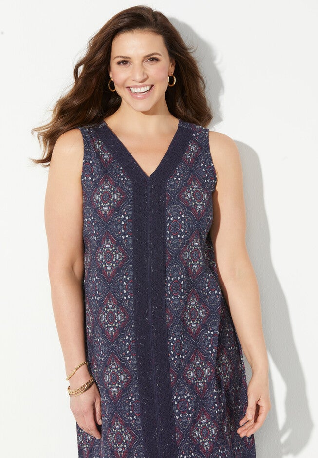 Crochet Trim Gauze Dress, , alternate image number null