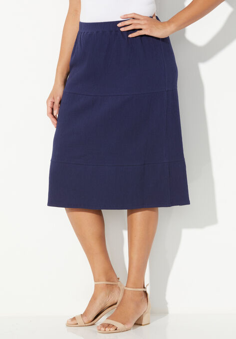 Tiered Gauze Skirt, NAVY, hi-res image number null
