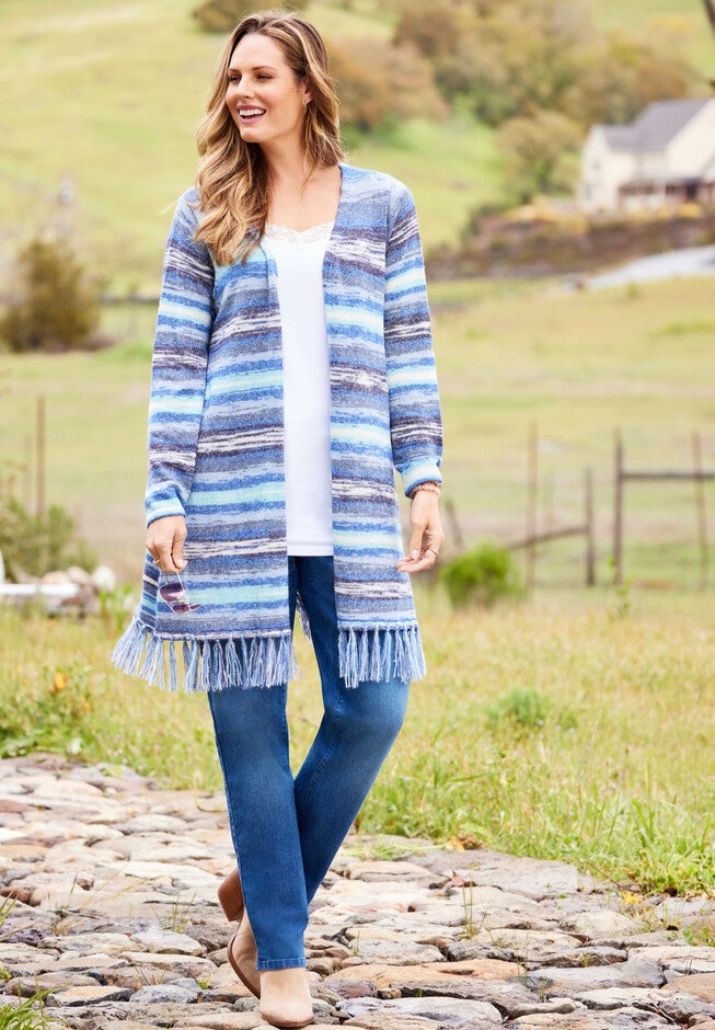 Ombre Tassel Hem Duster, , alternate image number null
