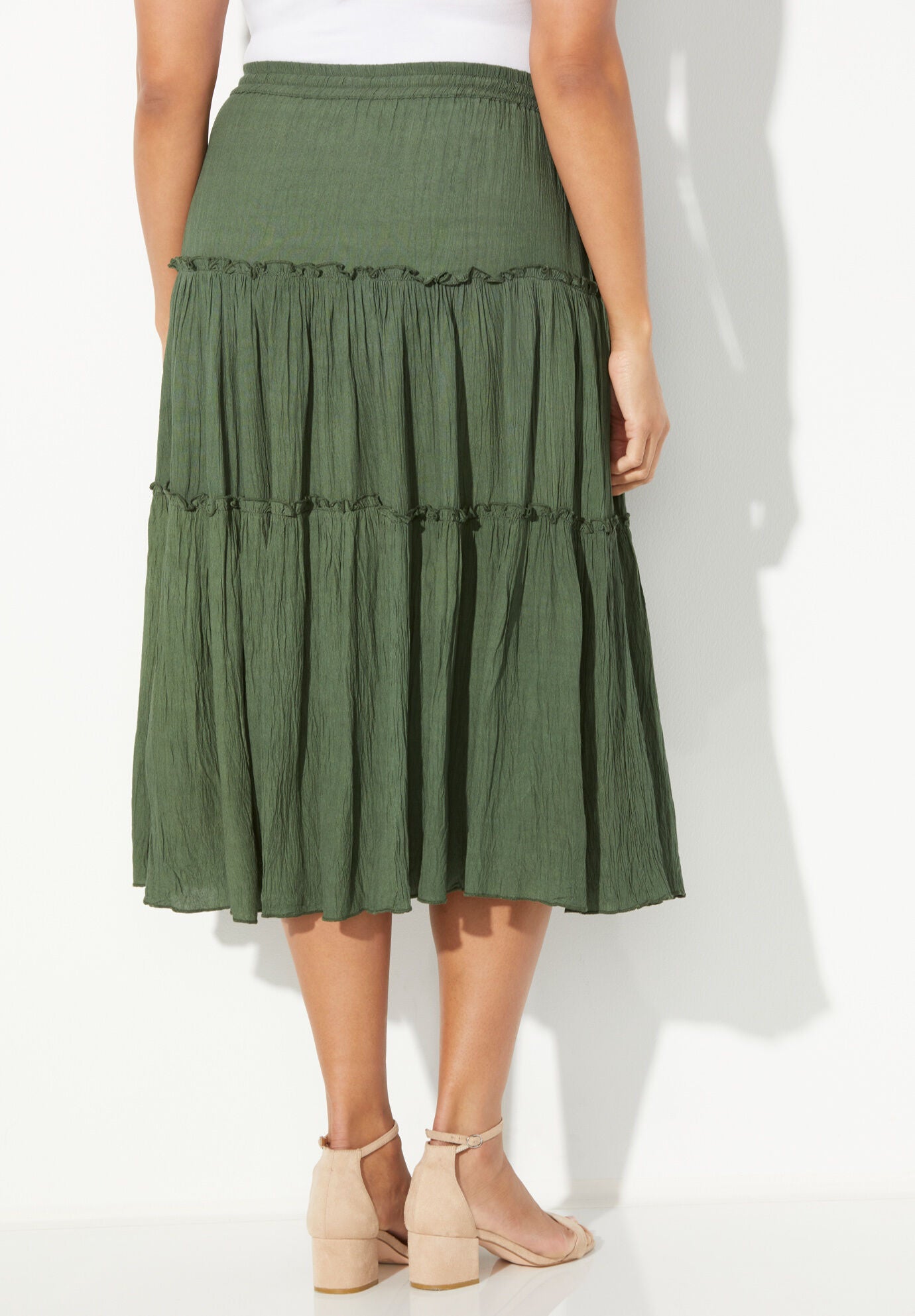 Tiered Midi Skirt, WHITE, on-hover image number 1