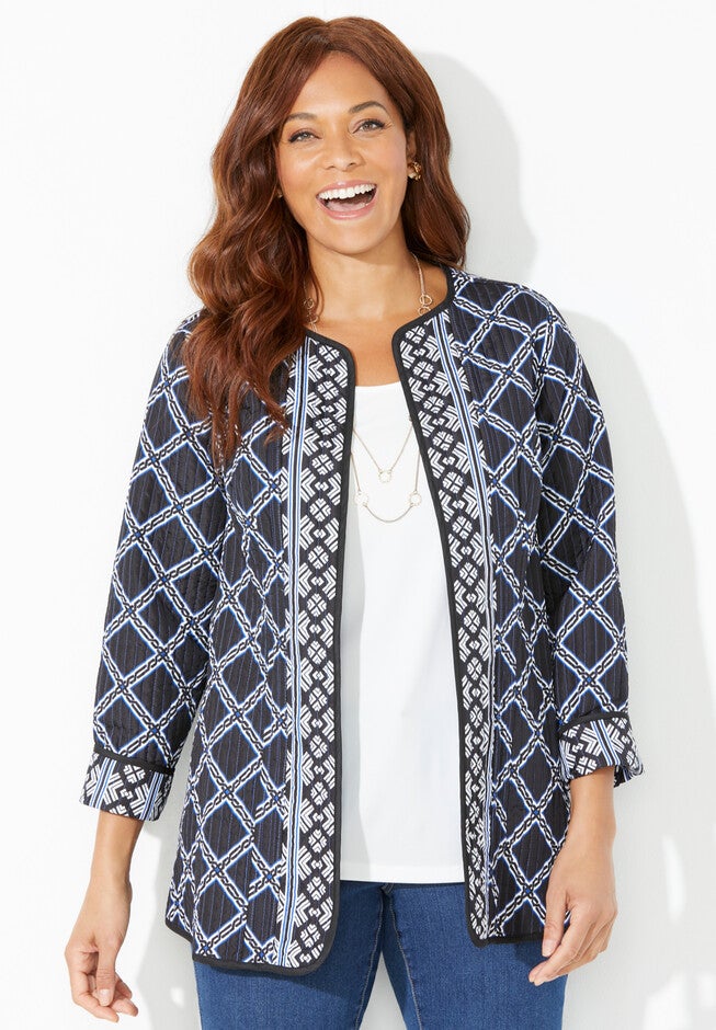 Reversible Channel Stitch Jacket, DARK SAPPHIRE TRELLIS GEO, hi-res image number 0