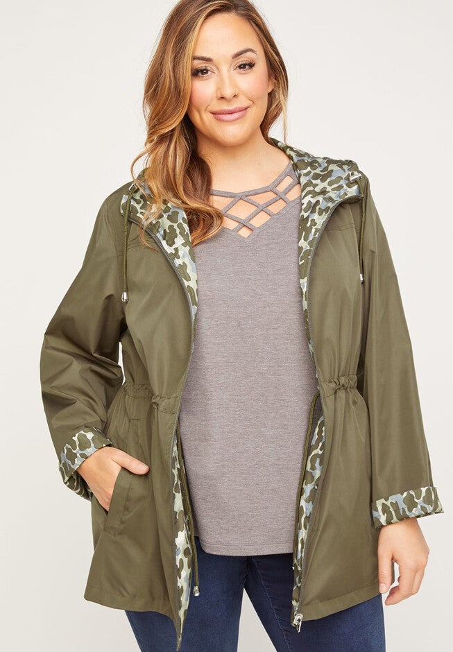Reversible Parka Jacket, DARK SAGE ANIMAL, hi-res image number null