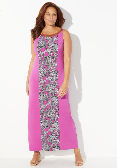 Illusions Maxi Dress, BERRY PINK LACE PAISLEY, hi-res image number null