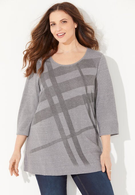 Seasonless Plaid Tee, HEATHER GREY PLAID, hi-res image number null