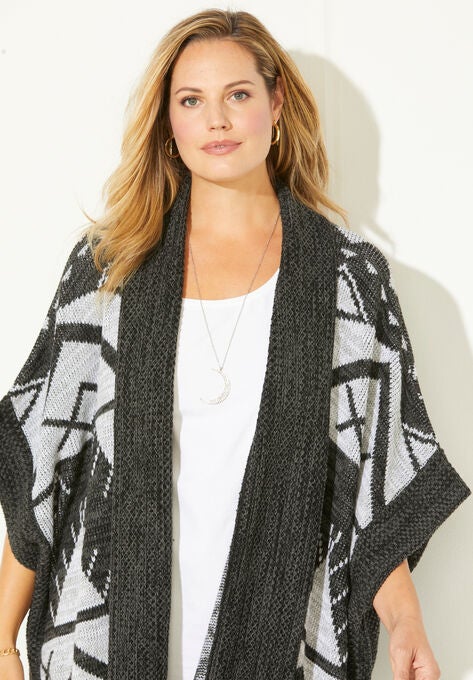 Cozy Blanket Ruana Wrap, , alternate image number null