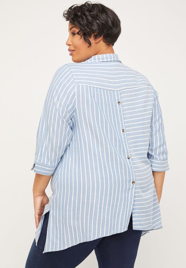 Ocean Stripes Buttonfront Tunic, , on-hover image number null