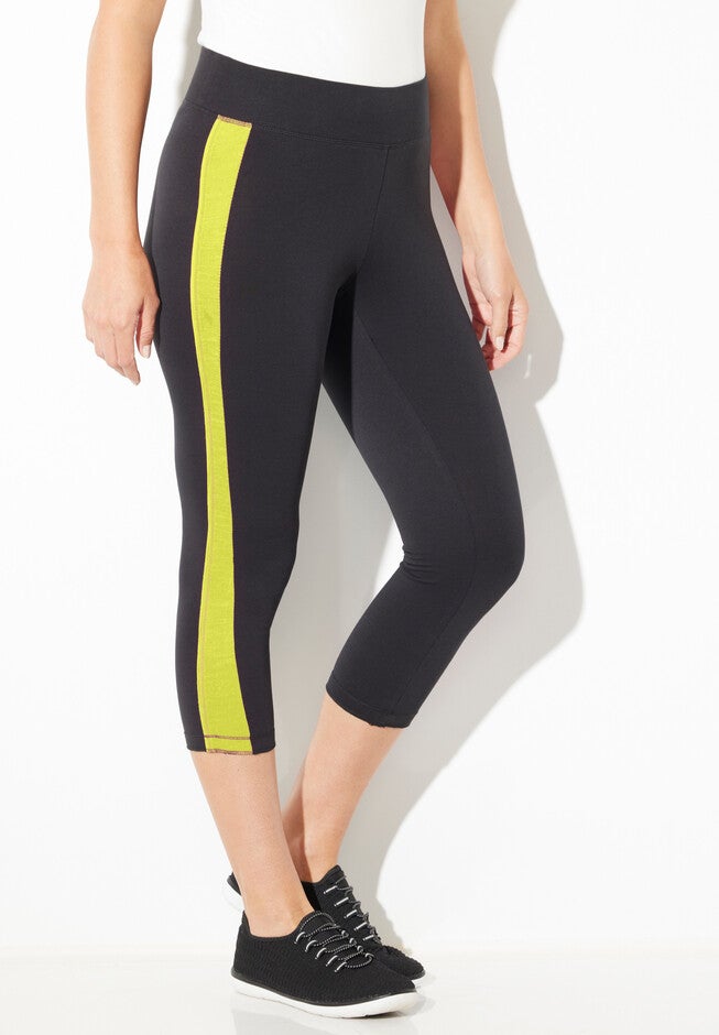 Side Colorblock Capri, BLACK SAFETY YELLOW, hi-res image number null
