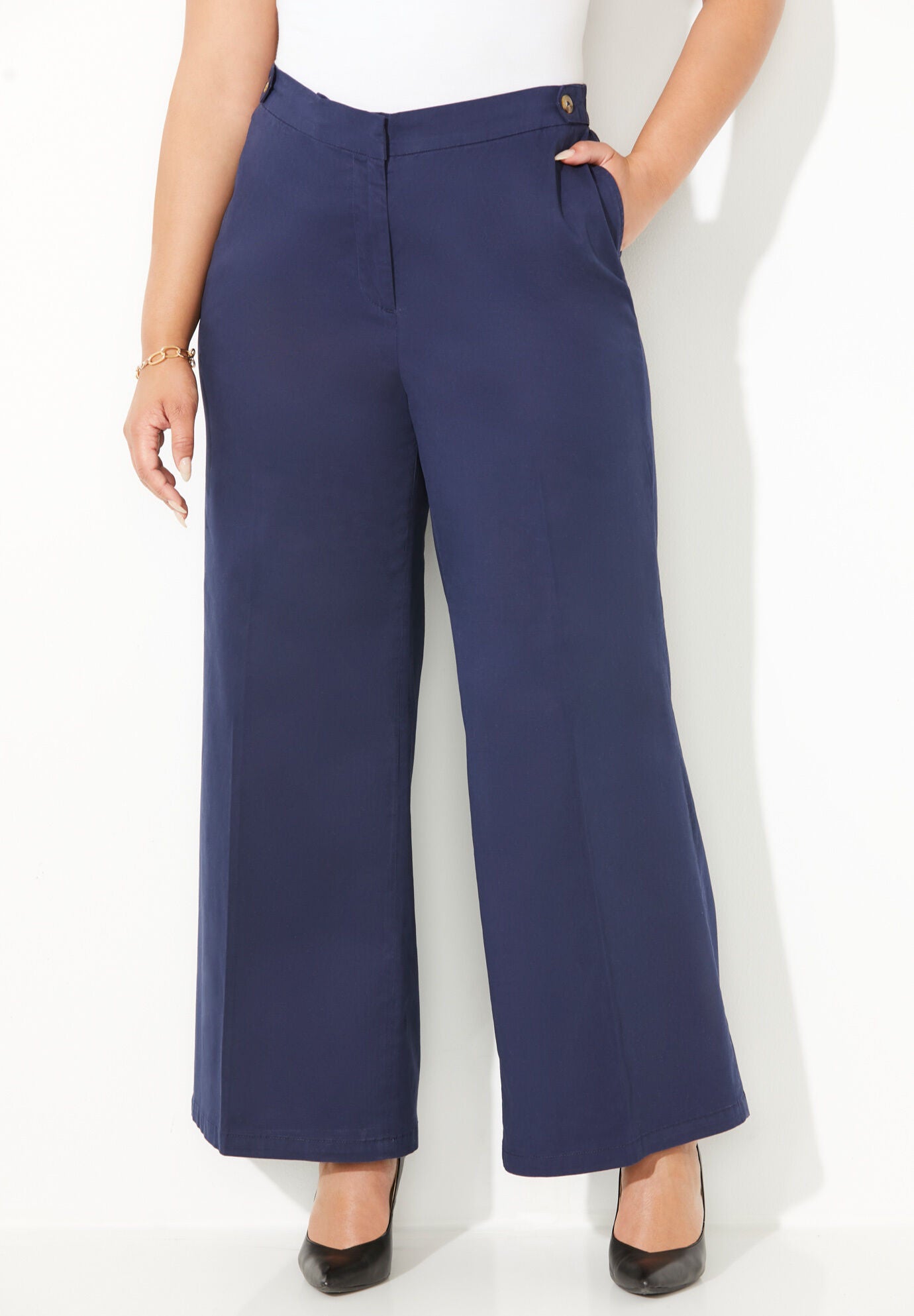 Liz&Me&reg; Wide Leg Trouser, NAVY, hi-res image number 0
