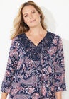 Crochet Trim Peasant Top, , alternate image number null
