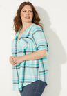 Half-Zip Plaid Blouse, , alternate image number null