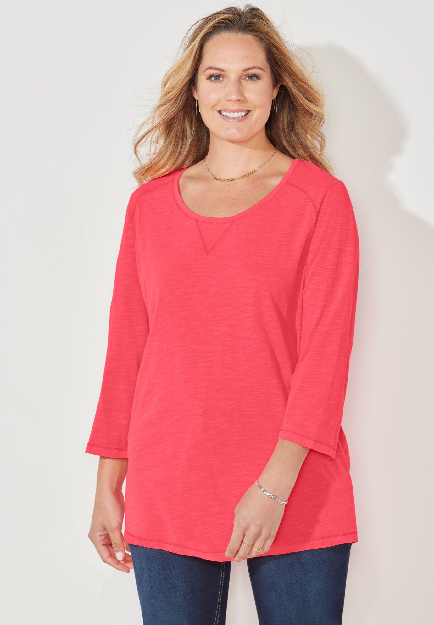 Active Slub Scoopneck Tee, PINK SUNSET, hi-res image number 0
