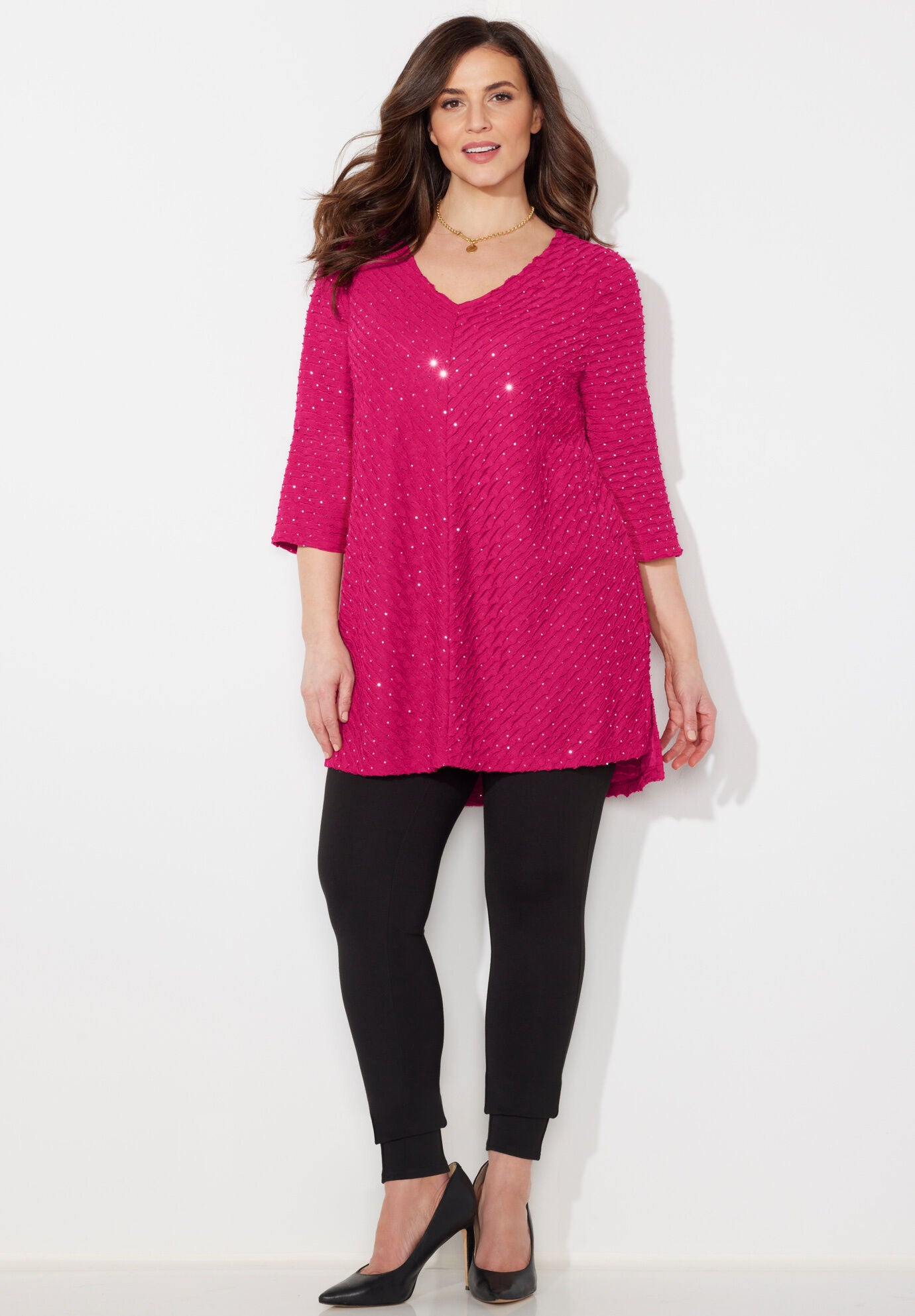 V-Neck Pucker Tunic, , alternate image number 2