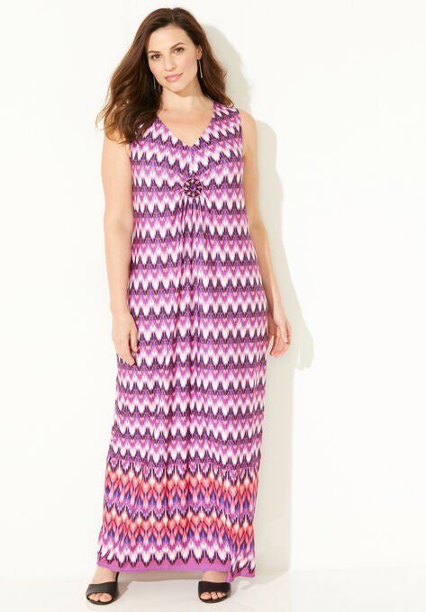 Medallion Maxi Dress, PINK BURST OMBRE BORDER, hi-res image number null