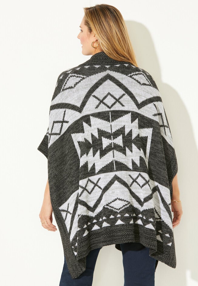 Cozy Blanket Ruana Wrap, , on-hover image number 1