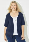 Elbow Sleeve Shrug Cardigan, NAVY, hi-res image number null