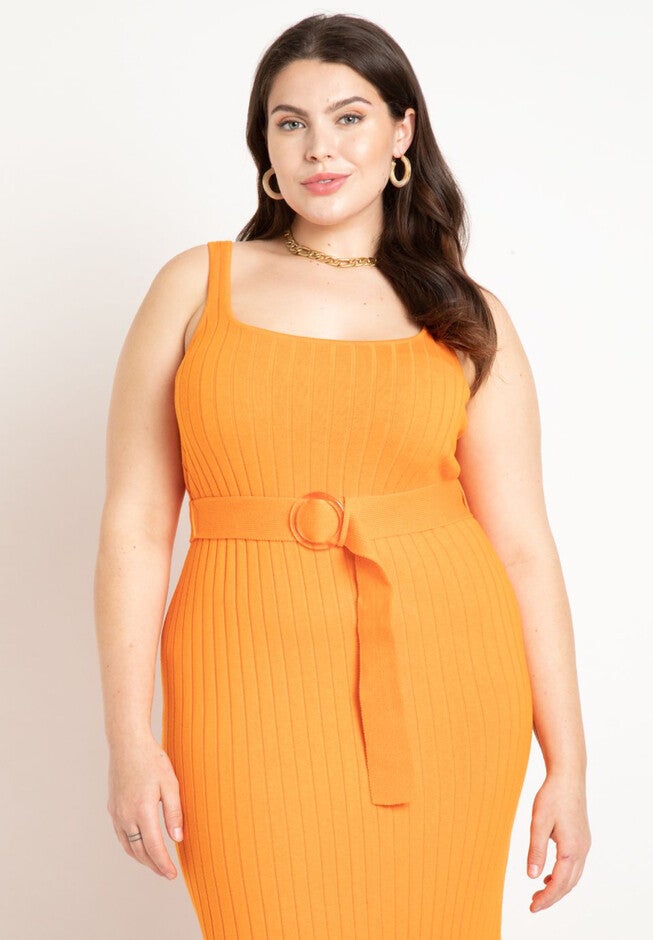 Knitted Rib Maxi Dress With Belt, , on-hover image number null