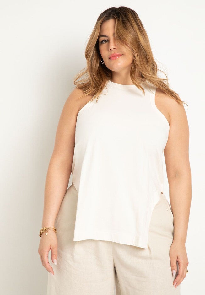Scooped Hem Tank Top, JET STREAM, hi-res image number null
