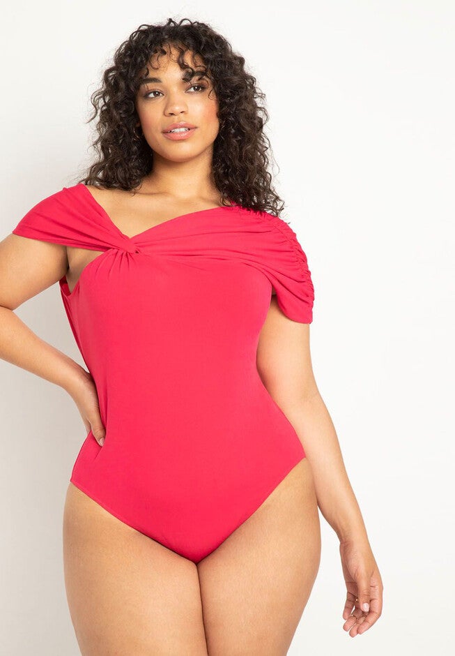 Draped Asym Neckline Bodysuit, , on-hover image number null