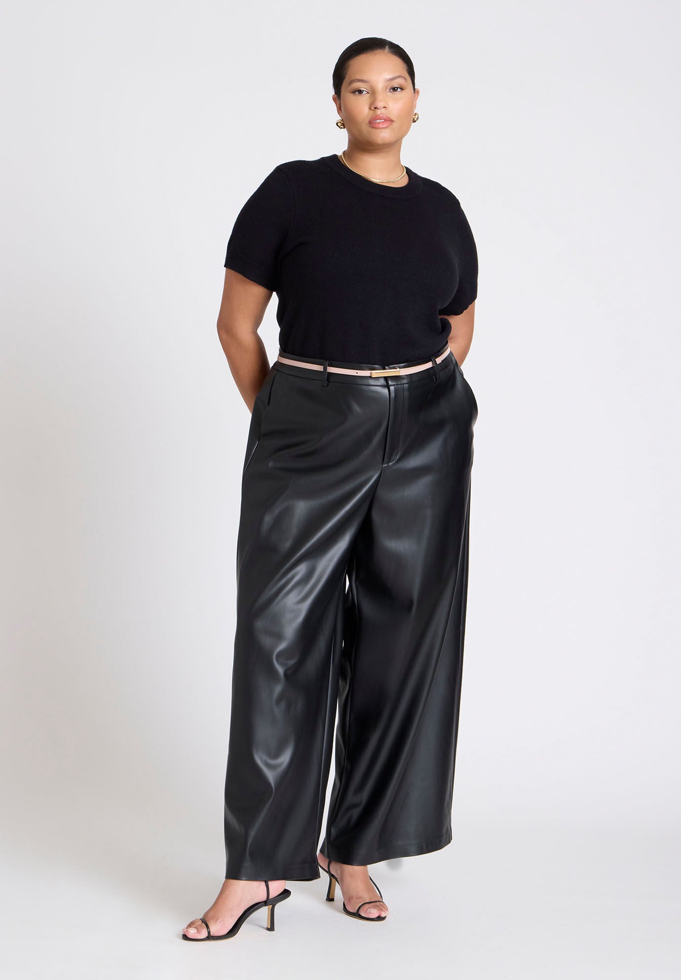 Skinny Belt With Plaque, PECAN BROWN, hi-res image number 0