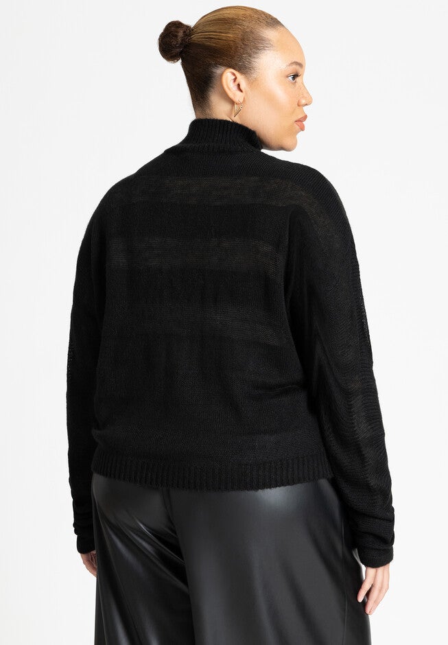 Dolman Striped Sweater, BLACK ONYX, on-hover image number null