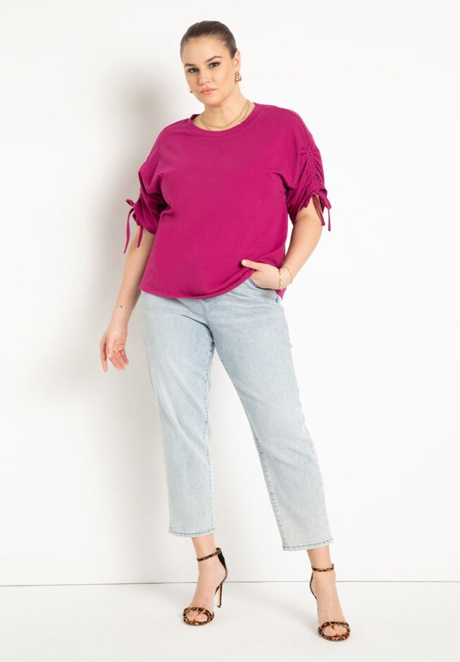 Shirred Sleeve Tee, , alternate image number null
