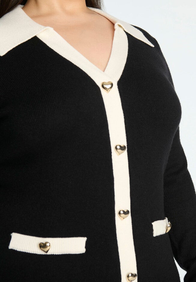 Sweetheart Sweater Dress, BLACK WHITE, alternate image number null