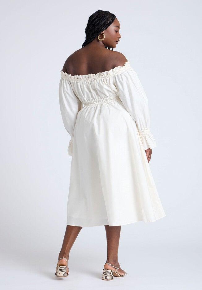 Off The Shoulder Ruffle Maxi Dress, JET STREAM, on-hover image number null