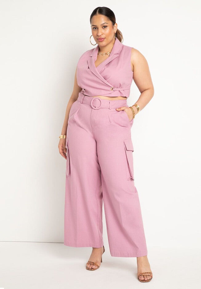Cropped Vest with Lace Up Back, , alternate image number null