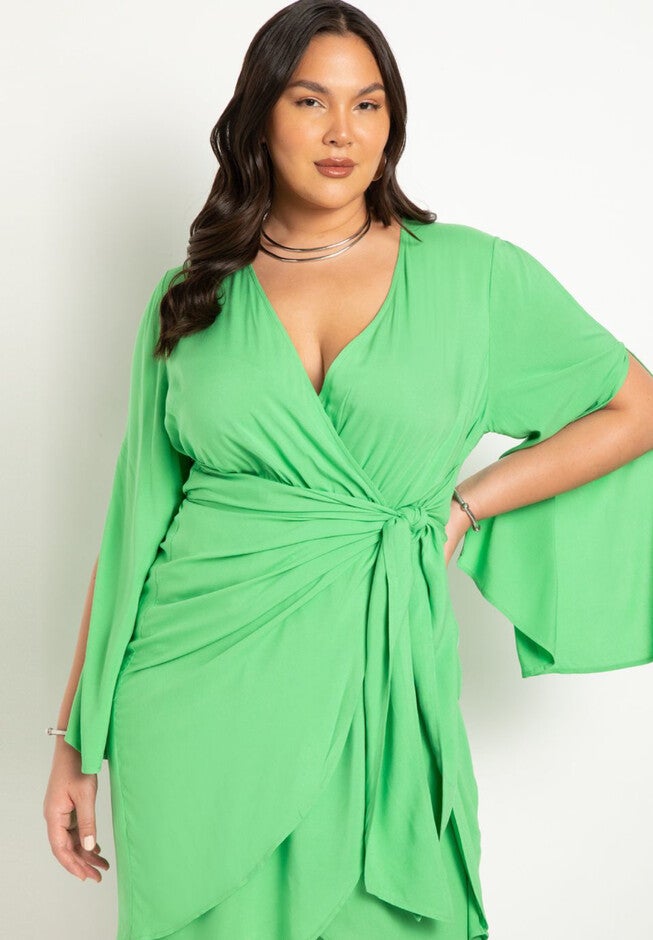 Tie Waist Wrap Dress, , on-hover image number null