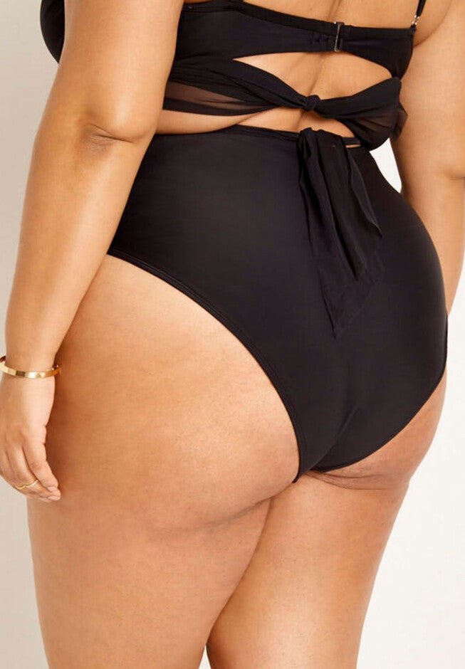 Gabi Fresh Swim x ELOQUII Wrap Detail Mesh High Waisted Bikini Bottom, , alternate image number null