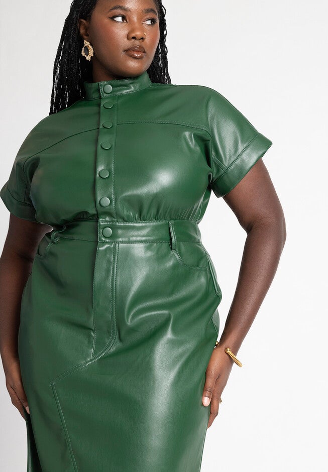 Faux Leather Midi Dress, , alternate image number null