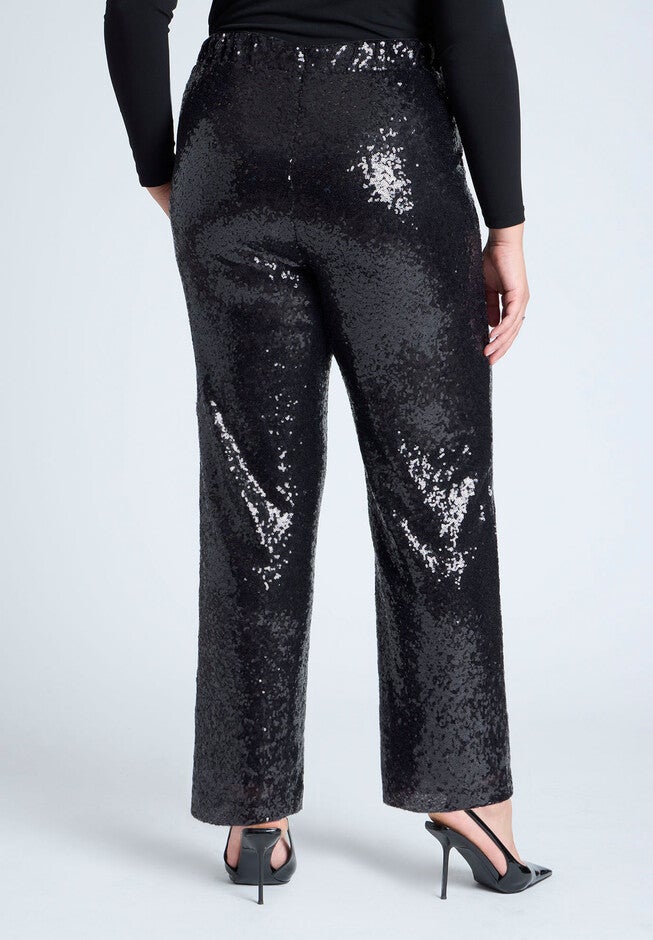 Fitted Sequin Pant, BLACK ONYX, alternate image number null