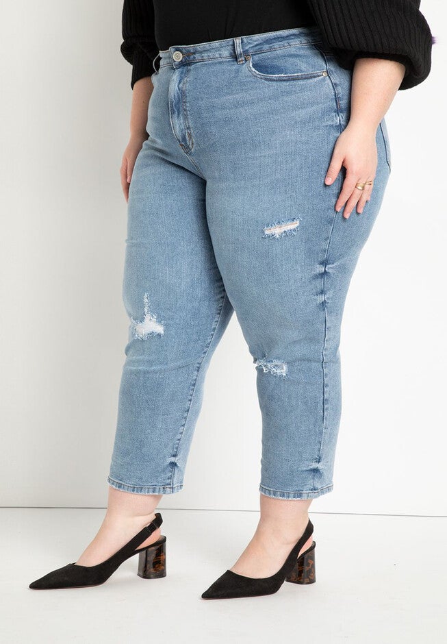 Viola Fit Stretch Denim Mom Jean, LIGHT MEDIUM WASH, hi-res image number null