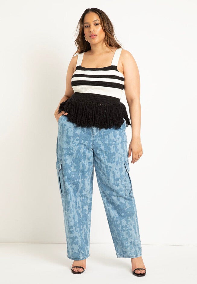 Printed Cargo Jean, , alternate image number null
