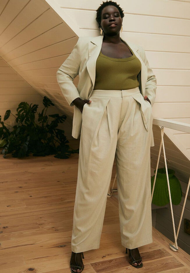 Pleated Linen Taper Leg Trouser, , alternate image number null