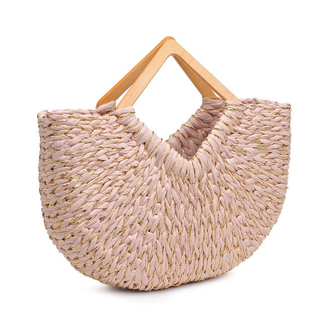 Kehlani Glitter Straw Tote, PINK, on-hover image number null