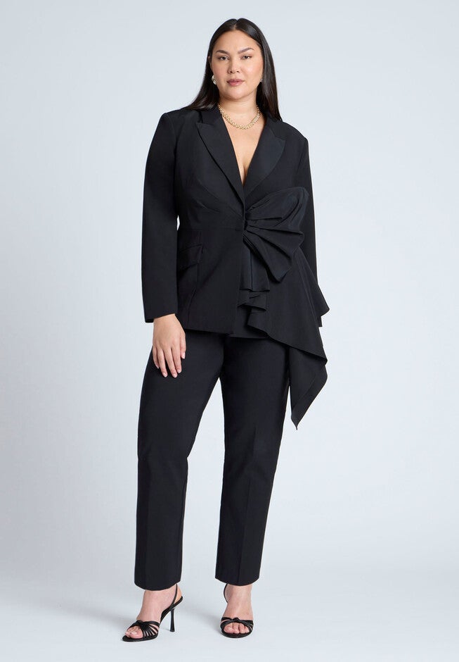 Mixed Media Blazer, BLACK ONYX, alternate image number null