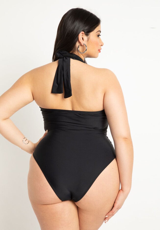 Twist Halter Swimsuit with Underwire Detail, , alternate image number null